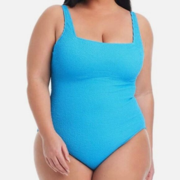 NWT! Bleu Rod Beattie Coldwater Blue Slimming Textured One Piece Swimsuit NEW! - Picture 1 of 4